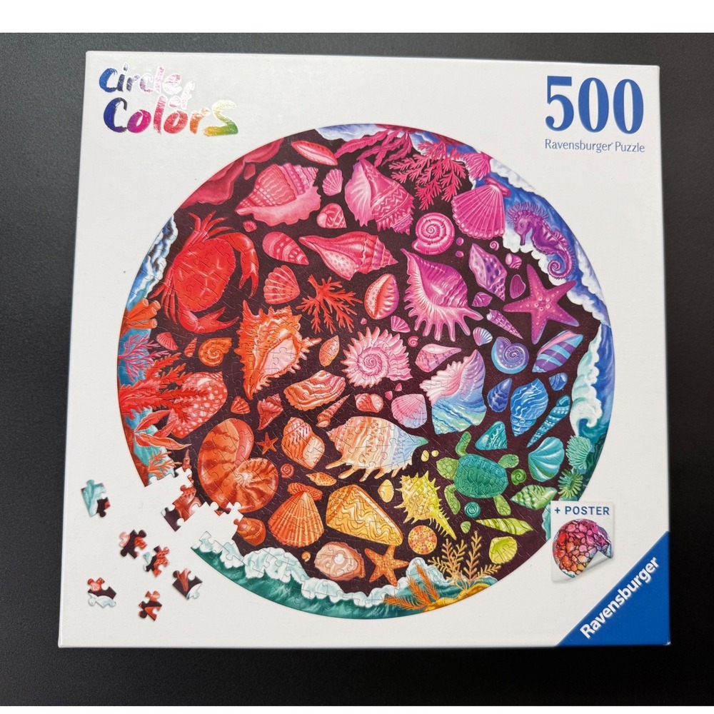 Ravensburger Puzzle 500pc Multicolor Complete Set Circle of Colors Seashells